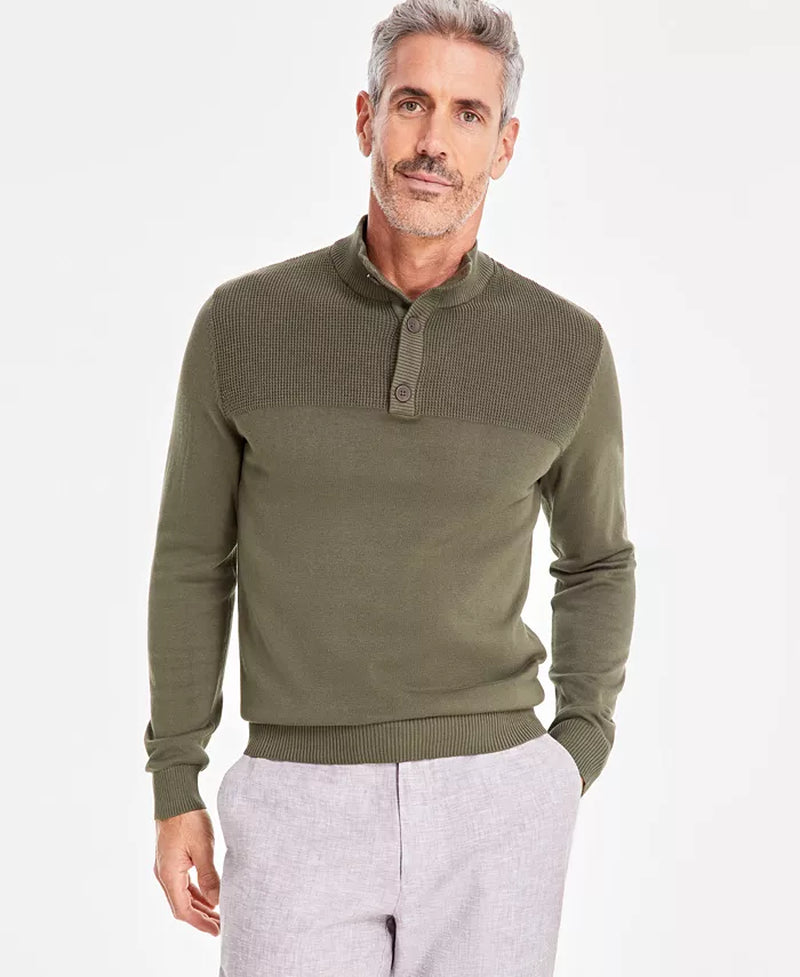 Men'S Button Mock Neck Sweater, Created for Macy'S