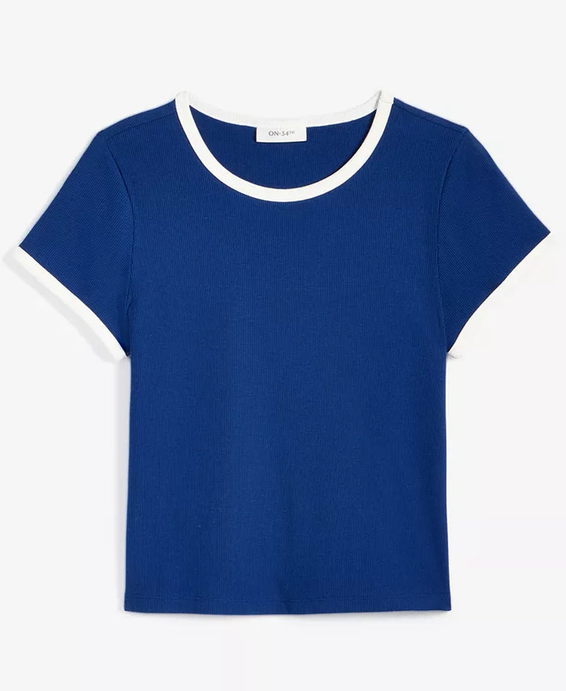 Women'S Tipped Crewneck Short-Sleeve T-Shirt, Exclusively at Macy'S