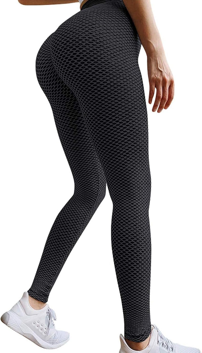 Women Butt Lift Leggings High Waist Leggings Workout Slimming Pants Booty Mesh Tights Textured Tights Leggings-sassyexpress