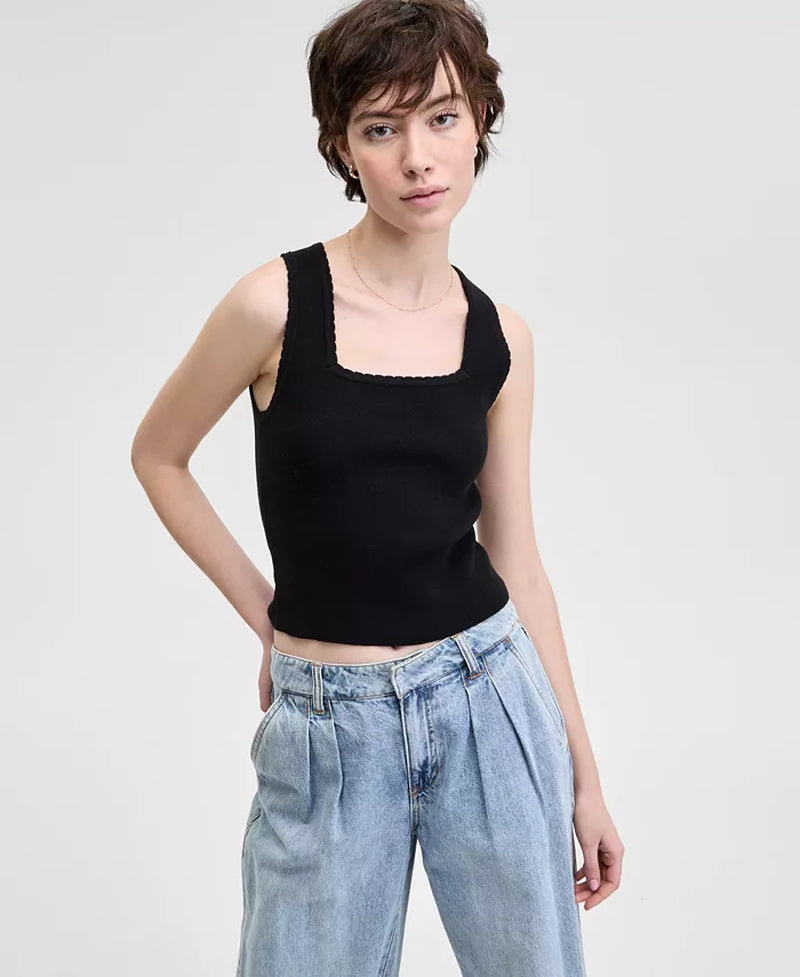 Women'S Scalloped-Edge Sweater Tank Top-sassyexpress