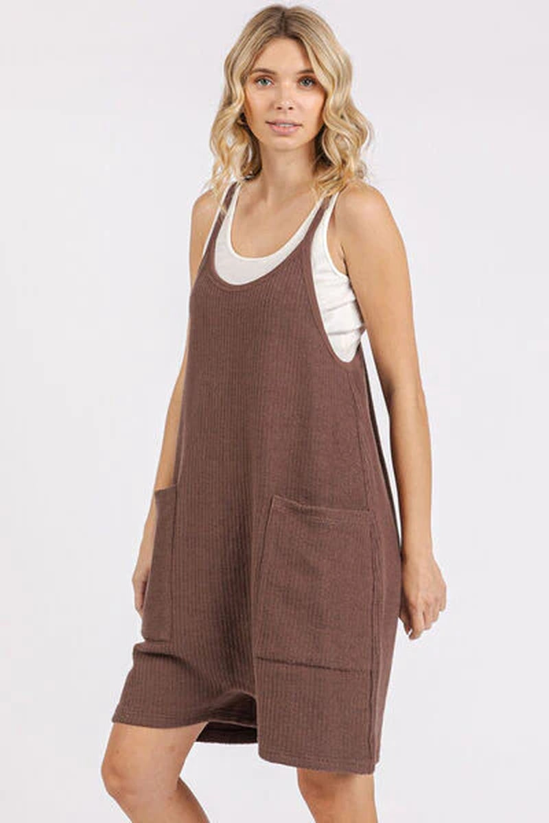 Mittoshop Scoop Neck Spaghetti Strap Overalls with Pockets-sassyexpress