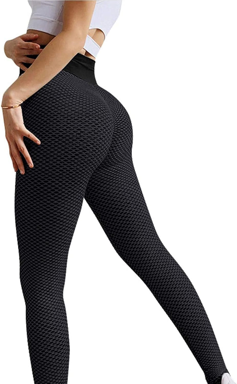 Women Butt Lift Leggings High Waist Leggings Workout Slimming Pants Booty Mesh Tights Textured Tights Leggings-sassyexpress
