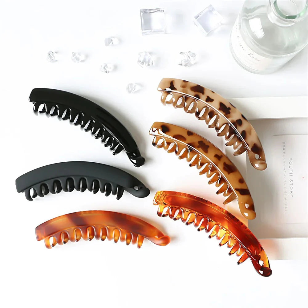 Frosted Solid Color Banana Hair Clips – Fashion Ponytail Barrettes & Hair Claws for Women-sassyexpress