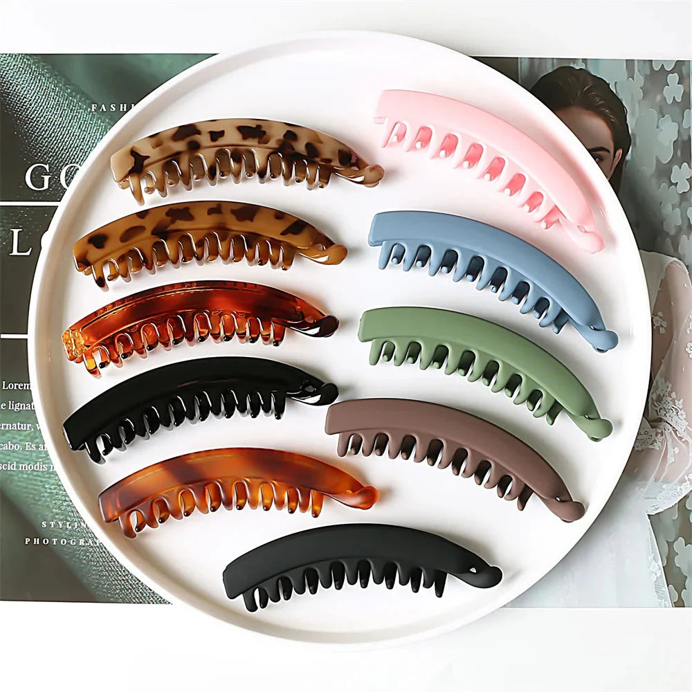 Frosted Solid Color Banana Hair Clips – Fashion Ponytail Barrettes & Hair Claws for Women-sassyexpress