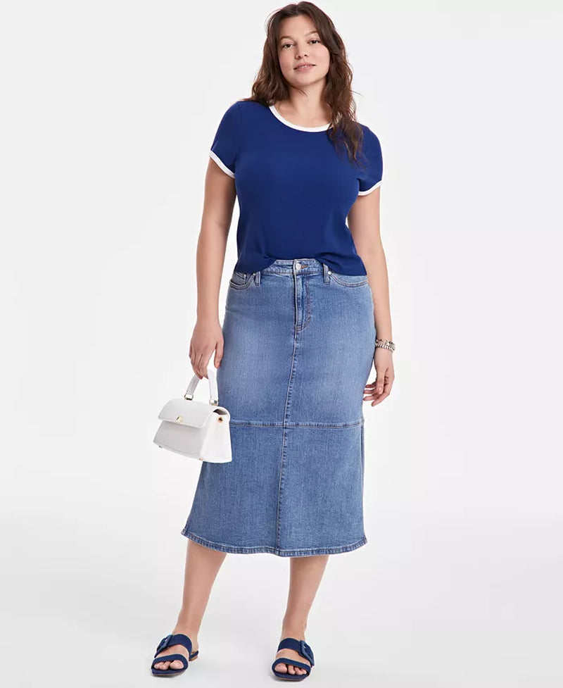 Women'S Tipped Crewneck Short-Sleeve T-Shirt, Exclusively at Macy'S