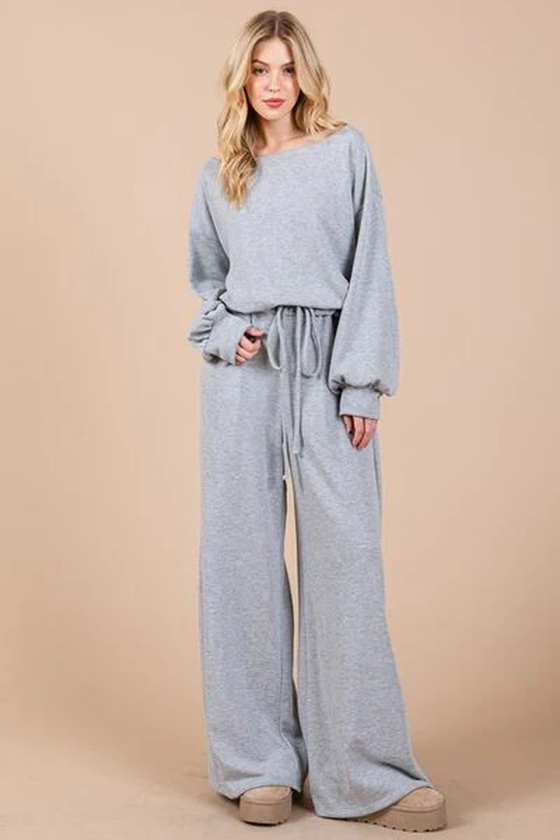 Ces Femme Boat Neck Long Sleeve Jumpsuit with Drawstring Detail-sassyexpress