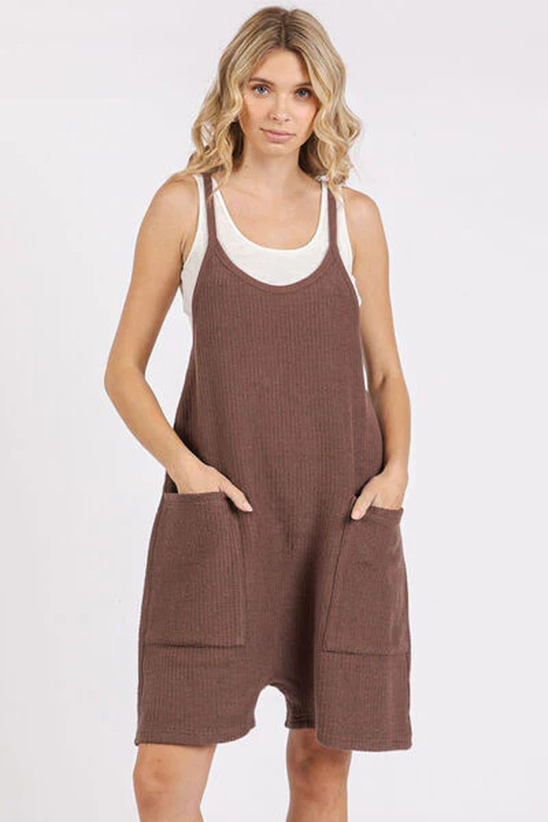 Mittoshop Scoop Neck Spaghetti Strap Overalls with Pockets-sassyexpress