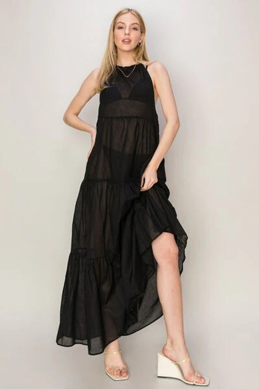 Halter Neck Cover up Maxi Dress-sassyexpress