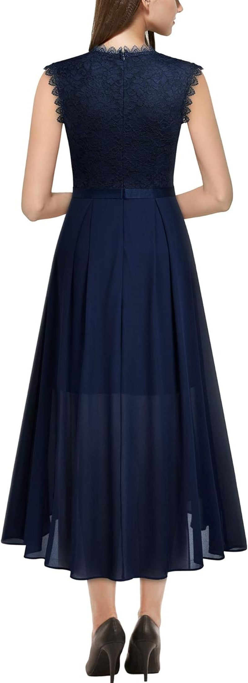 Women'S Formal Retro Lace Style Bridesmaid Maxi Dress (Medium, A-Navy Blue)-sassyexpress