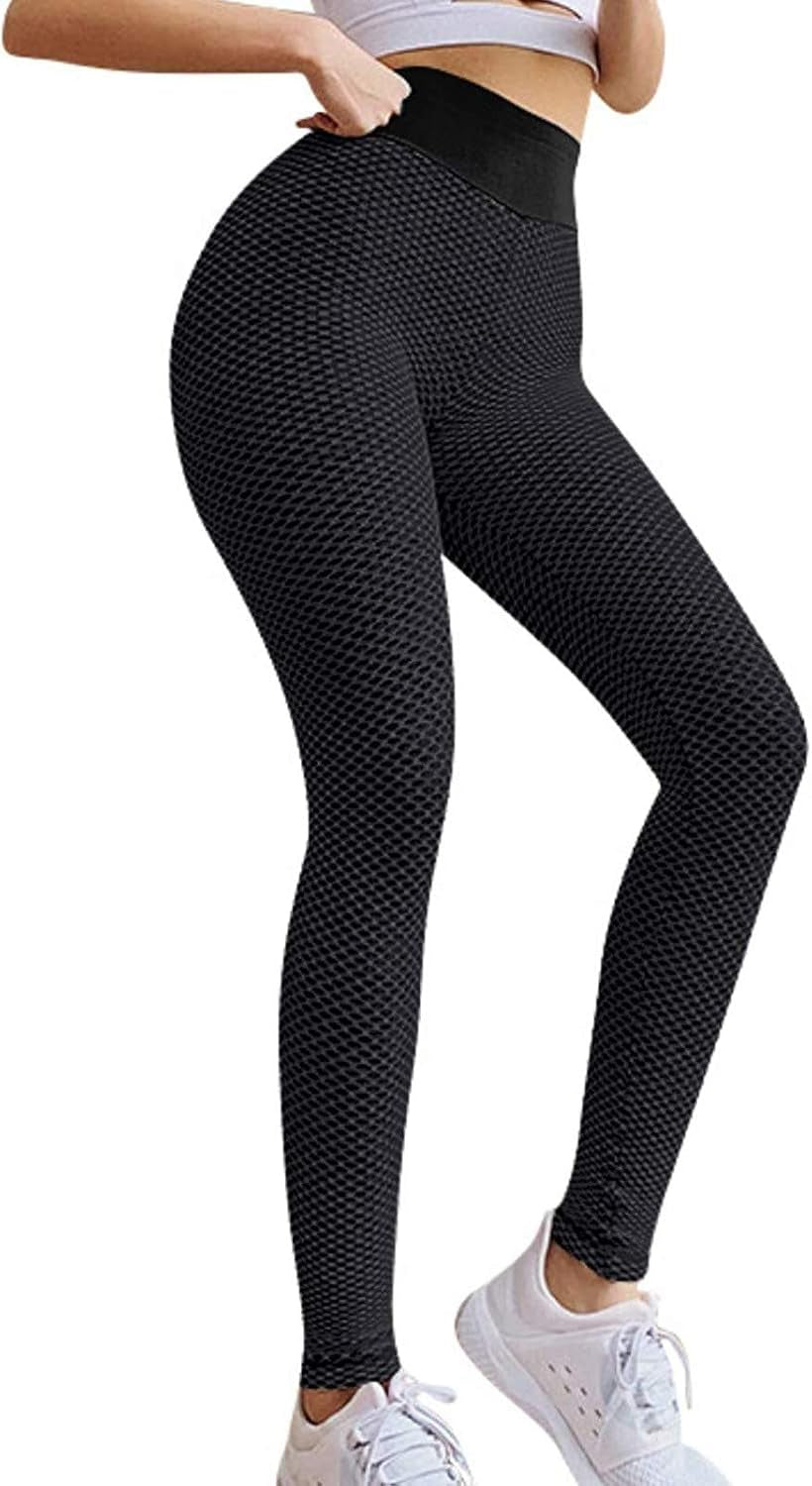 Women Butt Lift Leggings High Waist Leggings Workout Slimming Pants Booty Mesh Tights Textured Tights Leggings-sassyexpress