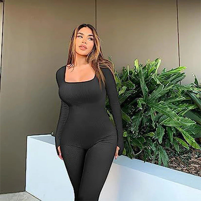 Women's Seamless Long-Sleeve Yoga Jumpsuit-sassyexpress