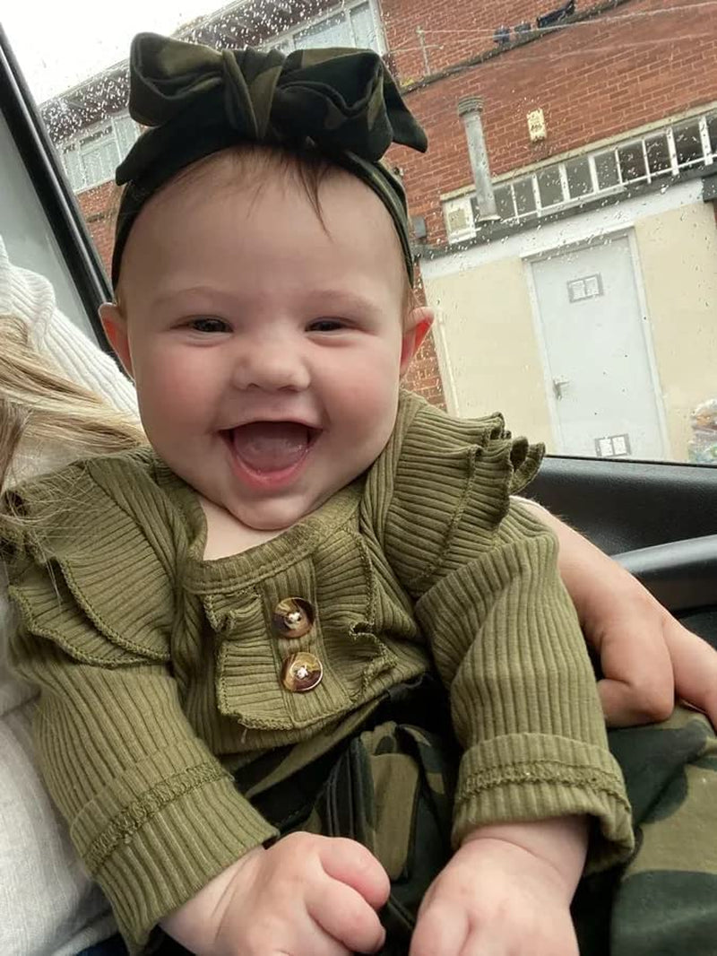 Newborn Baby Girl Clothes Ribbed Ruffle Sleeve Romper + Floral Pants + Headband Cute Infant Baby Girl Outfit 3Pcs-sassyexpress