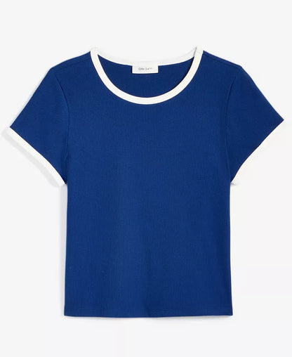 Women'S Tipped Crewneck Short-Sleeve T-Shirt, Exclusively at Macy'S