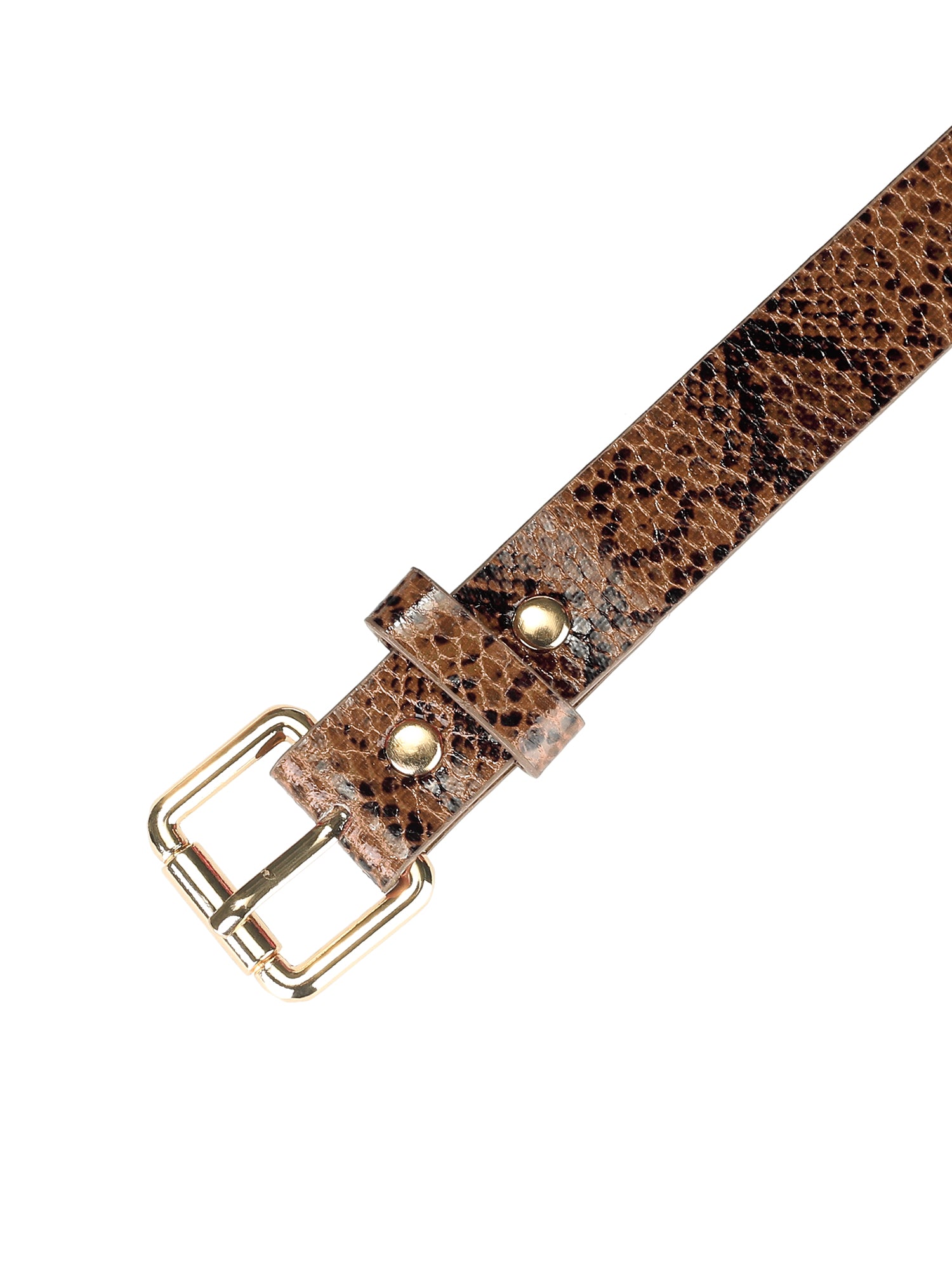 Women Slim Thin Waist Belt, Snakeskin Embossed Faux Leather Skinny Belts Waistband for Jeans Pants Camel 74-89Cm/29.13-35.04"-sassyexpress