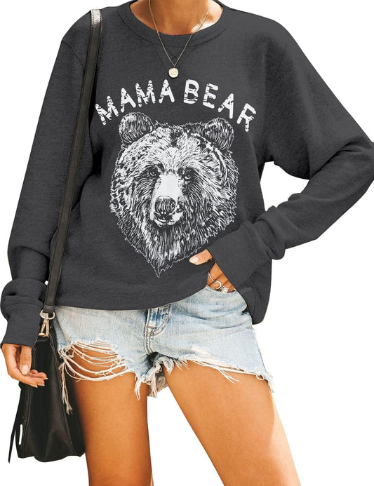 Womens Mama Sweatshirt Crewneck Loose Fit Soft Cute Long Sleeve Tops Ladies Graphic Casual Fall Mom Shirts-sassyexpress