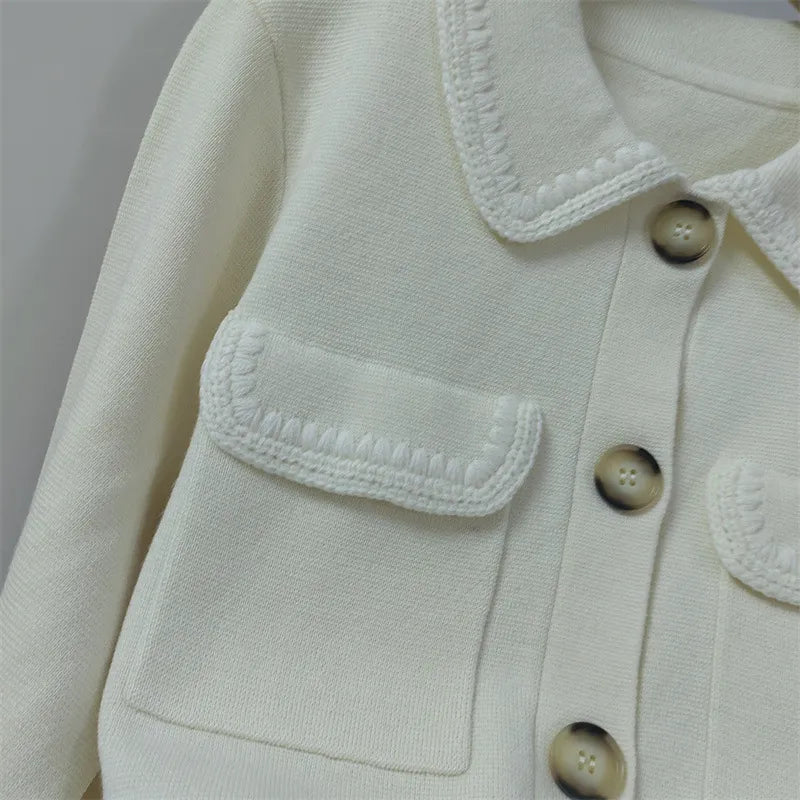 608 2024 Runway Spring Summer Brand Same Style Sweater Long Sleeve Lapel Neck Black White Cardigan Fashion Womens Clothes High Quality Womens Renjie-sassyexpress