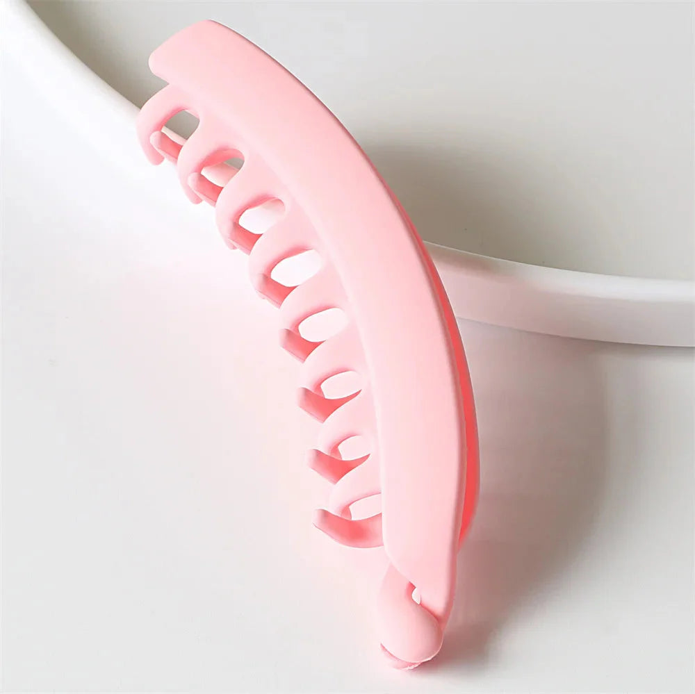Frosted Solid Color Banana Hair Clips – Fashion Ponytail Barrettes & Hair Claws for Women-sassyexpress