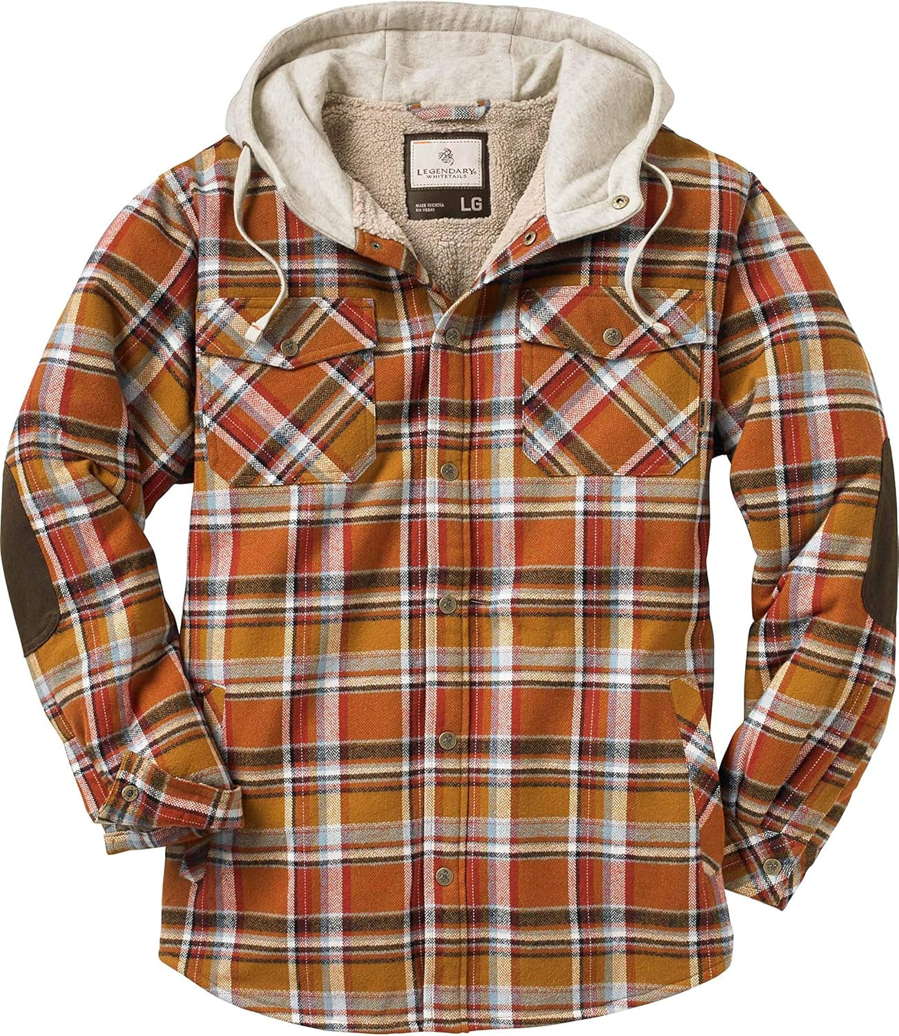 Men'S Camp Night Berber Lined Hooded Flannel Shirt Jacket-sassyexpress