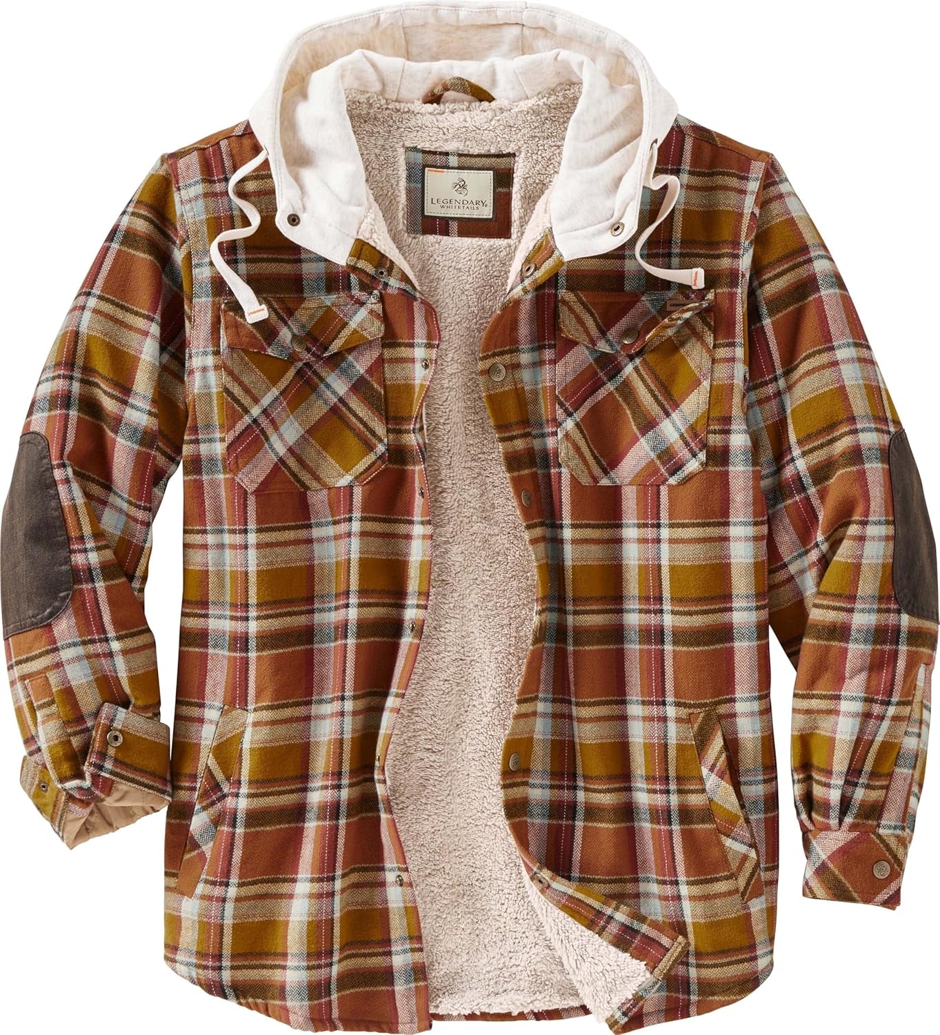Men'S Camp Night Berber Lined Hooded Flannel Shirt Jacket-sassyexpress