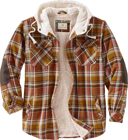 Men'S Camp Night Berber Lined Hooded Flannel Shirt Jacket-sassyexpress