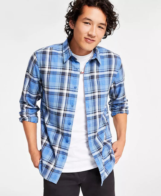 Men'S Diego Plaid Long-Sleeve Shirt, Created for Macy'S