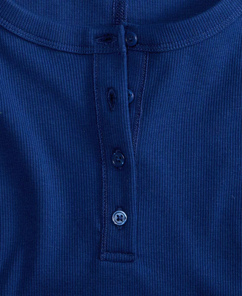 Women'S Short Sleeve Ribbed Henley Tee, Exclusively at Macy'S