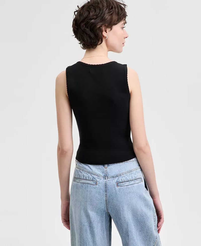 Women'S Scalloped-Edge Sweater Tank Top-sassyexpress