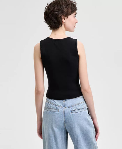 Women'S Scalloped-Edge Sweater Tank Top-sassyexpress