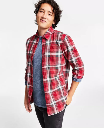 Men'S Diego Plaid Long-Sleeve Shirt, Created for Macy'S