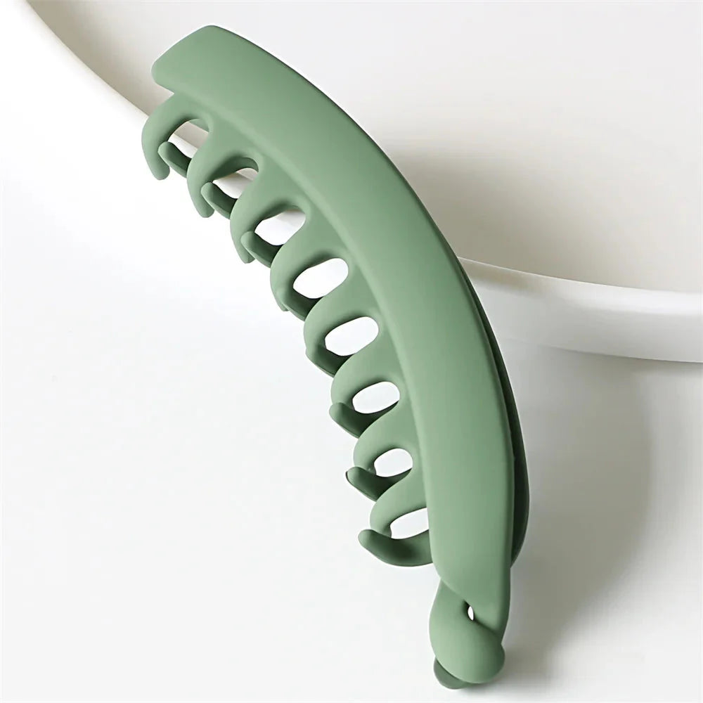 Frosted Solid Color Banana Hair Clips – Fashion Ponytail Barrettes & Hair Claws for Women-sassyexpress
