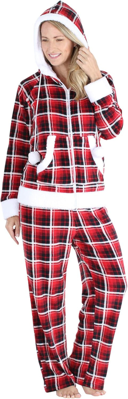 Women'S Fleece 2-Piece Button-Down Pajama Set-sassyexpress