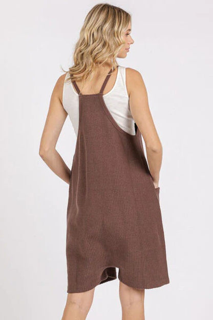 Mittoshop Scoop Neck Spaghetti Strap Overalls with Pockets-sassyexpress