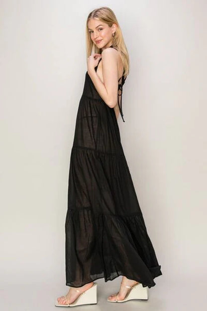 Halter Neck Cover up Maxi Dress-sassyexpress
