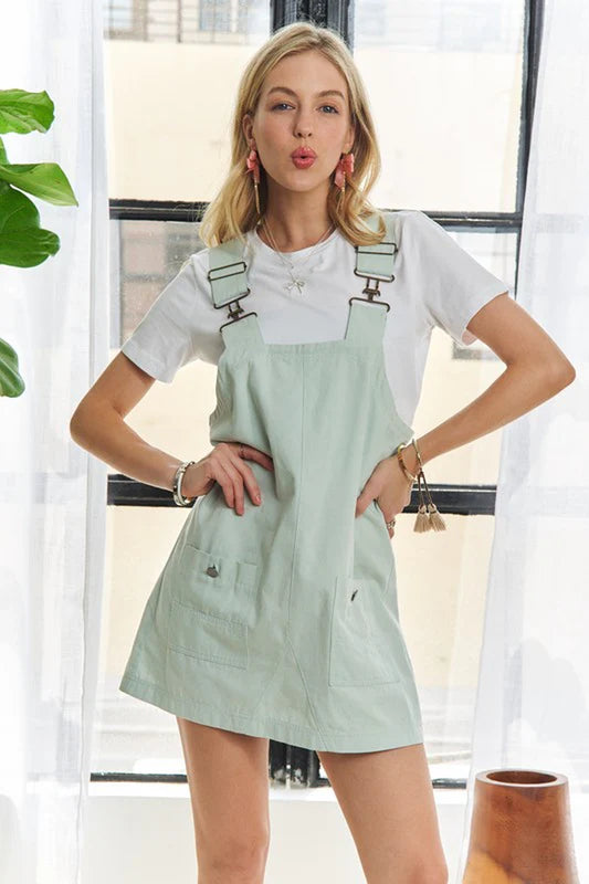 ADORA Adjustable Wide Strap Square Neck Overall Dress-sassyexpress