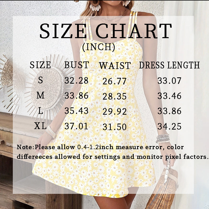Womens Floral Print Spaghetti Strap A-Line Dress-sassyexpress