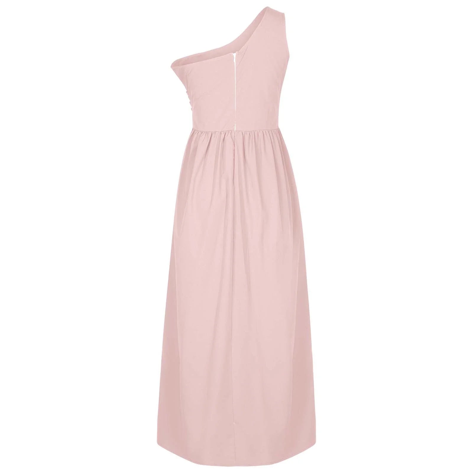 Formal Dresses for Women plus Size Women'S Summer Dresses Clearance, Sleeveless One Shoulder Smocking Sexy Long Party Club Dresses, Sizes S-2XL-sassyexpress