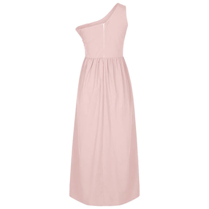 Formal Dresses for Women plus Size Women'S Summer Dresses Clearance, Sleeveless One Shoulder Smocking Sexy Long Party Club Dresses, Sizes S-2XL-sassyexpress