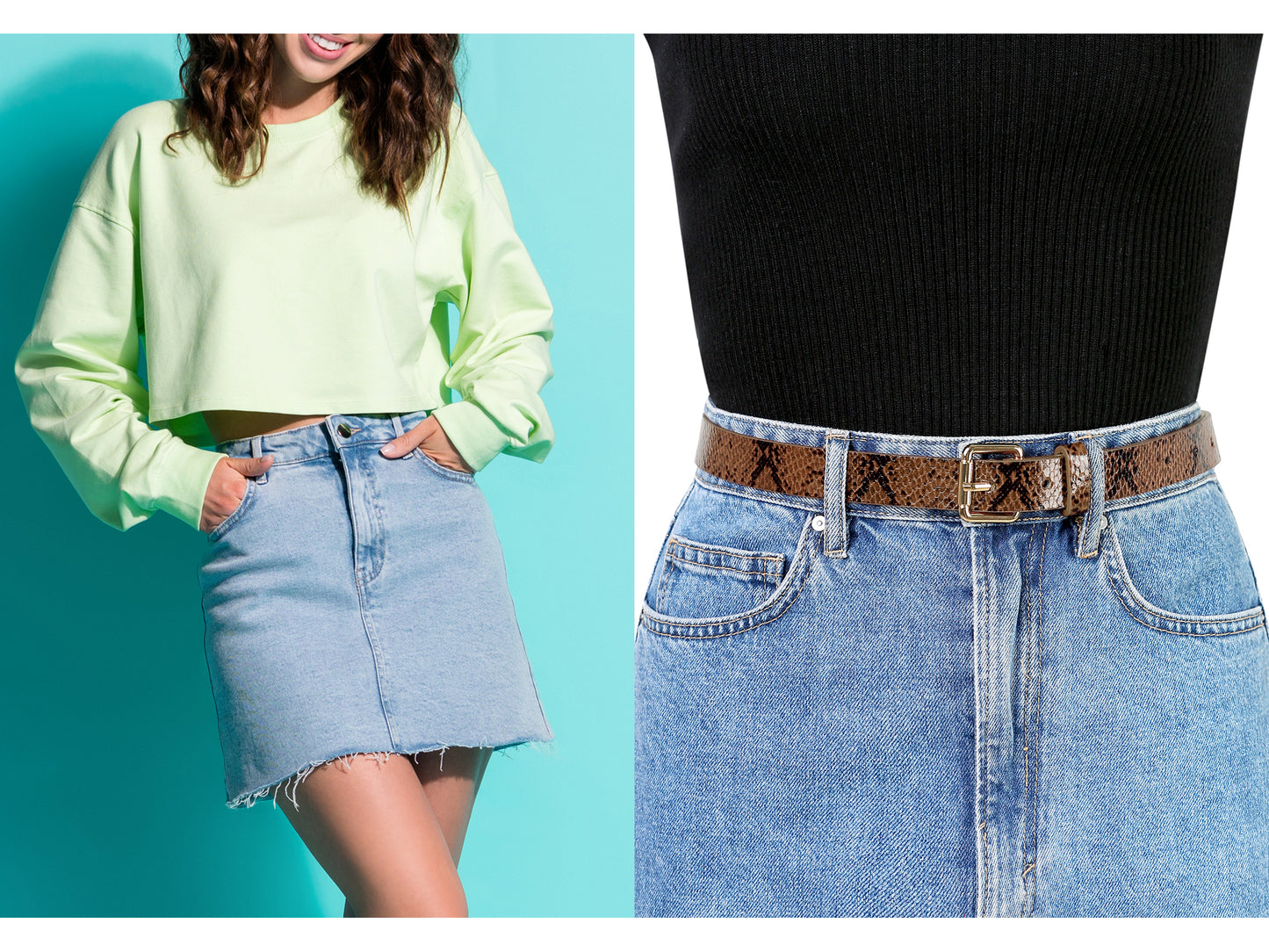 Women Slim Thin Waist Belt, Snakeskin Embossed Faux Leather Skinny Belts Waistband for Jeans Pants Camel 74-89Cm/29.13-35.04"-sassyexpress