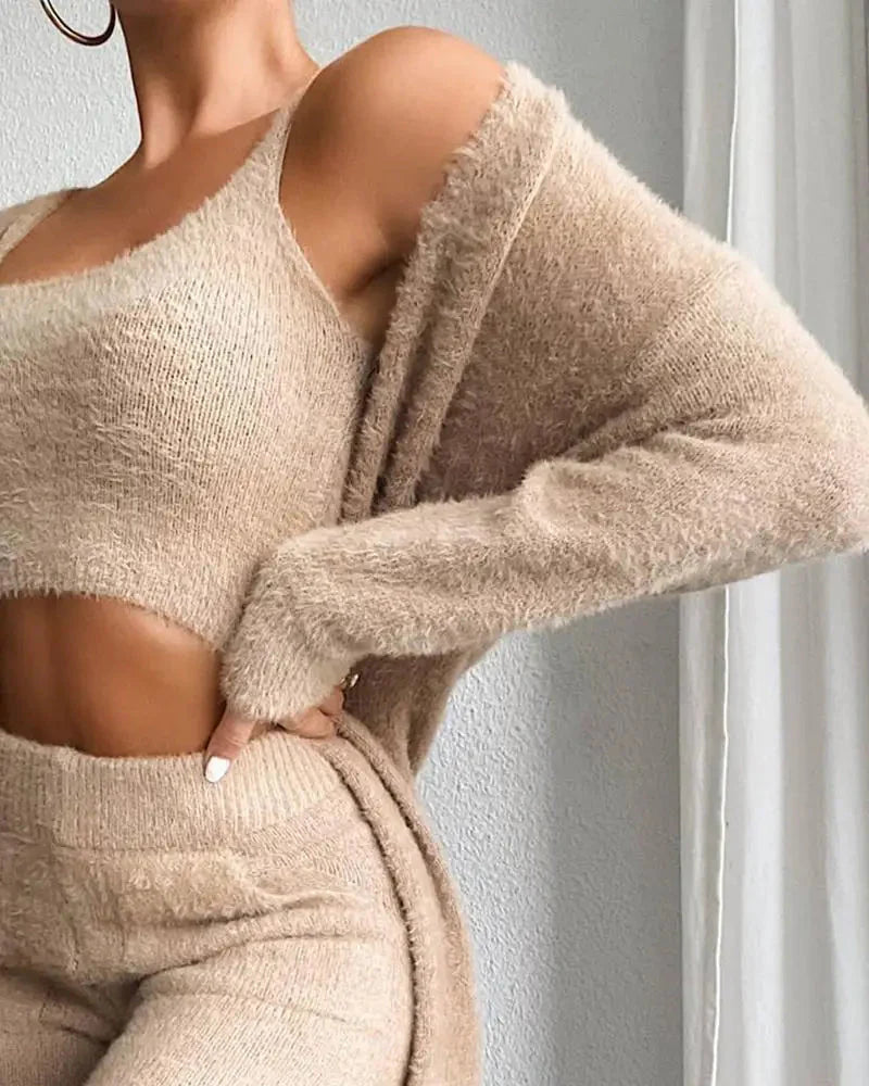 3-Piece Fuzzy Fleece Loungewear Set-sassyexpress