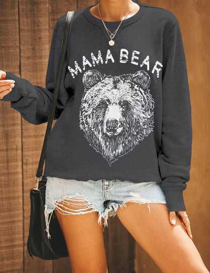 Womens Mama Sweatshirt Crewneck Loose Fit Soft Cute Long Sleeve Tops Ladies Graphic Casual Fall Mom Shirts-sassyexpress