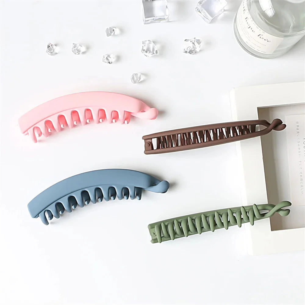 Frosted Solid Color Banana Hair Clips – Fashion Ponytail Barrettes & Hair Claws for Women-sassyexpress