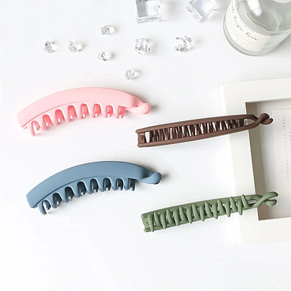 Frosted Solid Color Banana Hair Clips – Fashion Ponytail Barrettes & Hair Claws for Women-sassyexpress