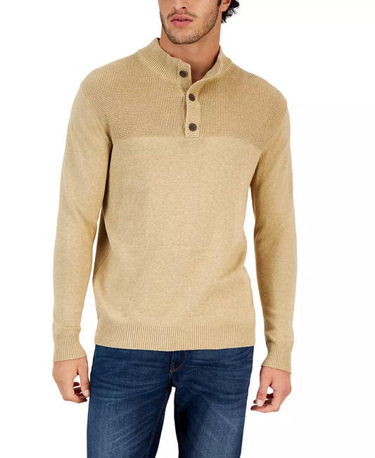 Men'S Button Mock Neck Sweater, Created for Macy'S